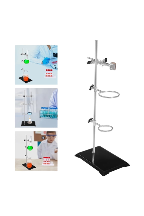 50cm Lab Stand Support Platform 2-Ring Condenser Clamp Stands Chemistry Holder