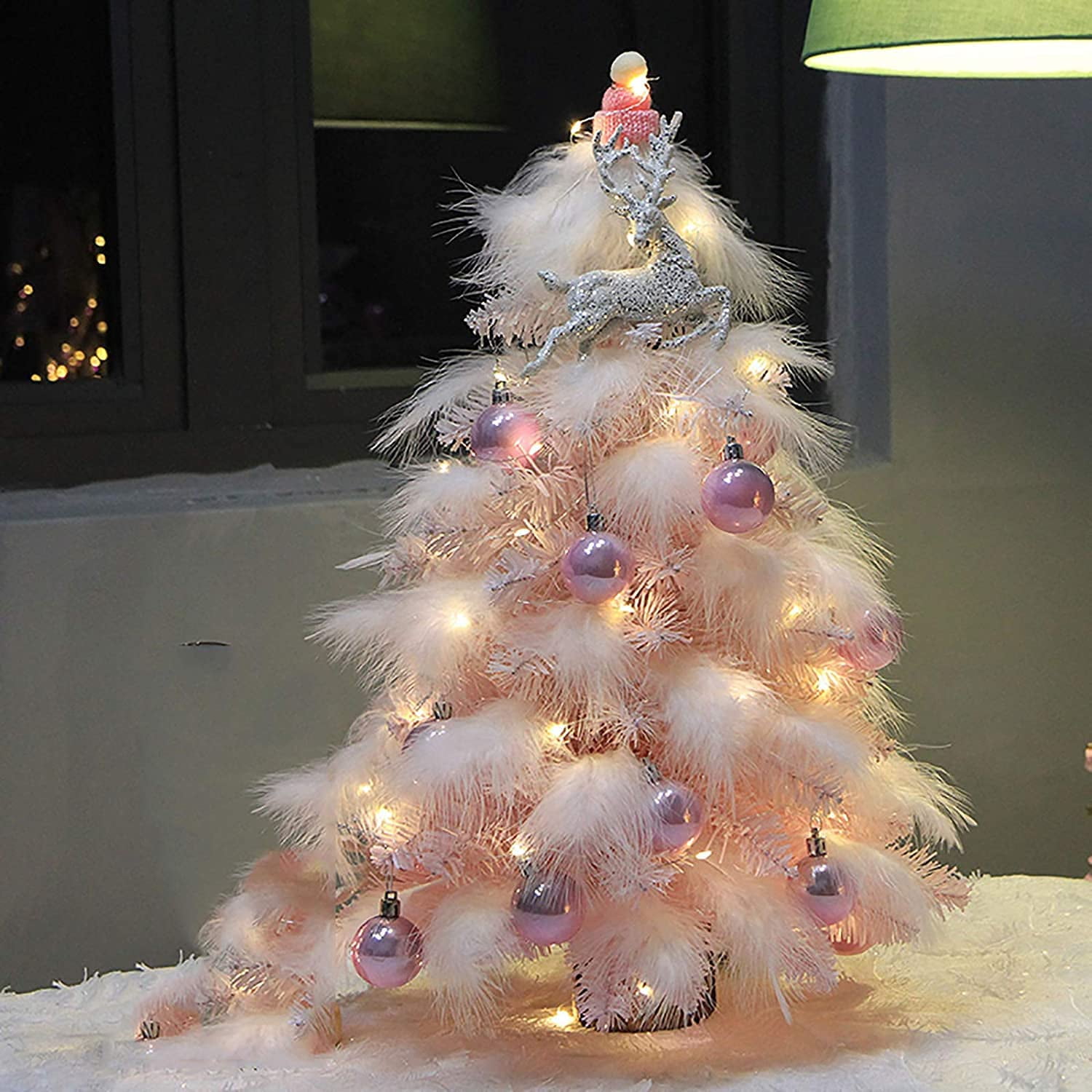 50cm Mini Christmas Tree, Pink Artificial Desk Christmas Tree