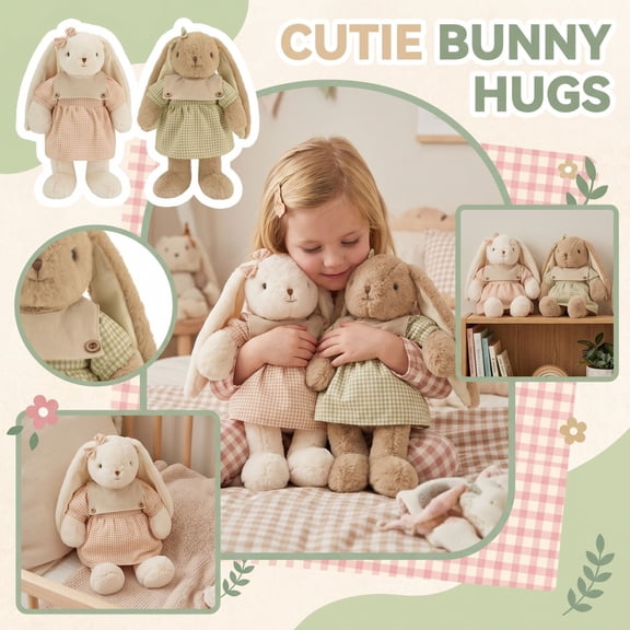 50cm Plush Bunny Toy, Soft Cuddly Rabbit Stuffed Animal for Kids & Adults, Gentle Hugging Comfort Companion, Hypoallergenic Polyester Fiber Filled, Cute Beige Bedroom Decor & Gift