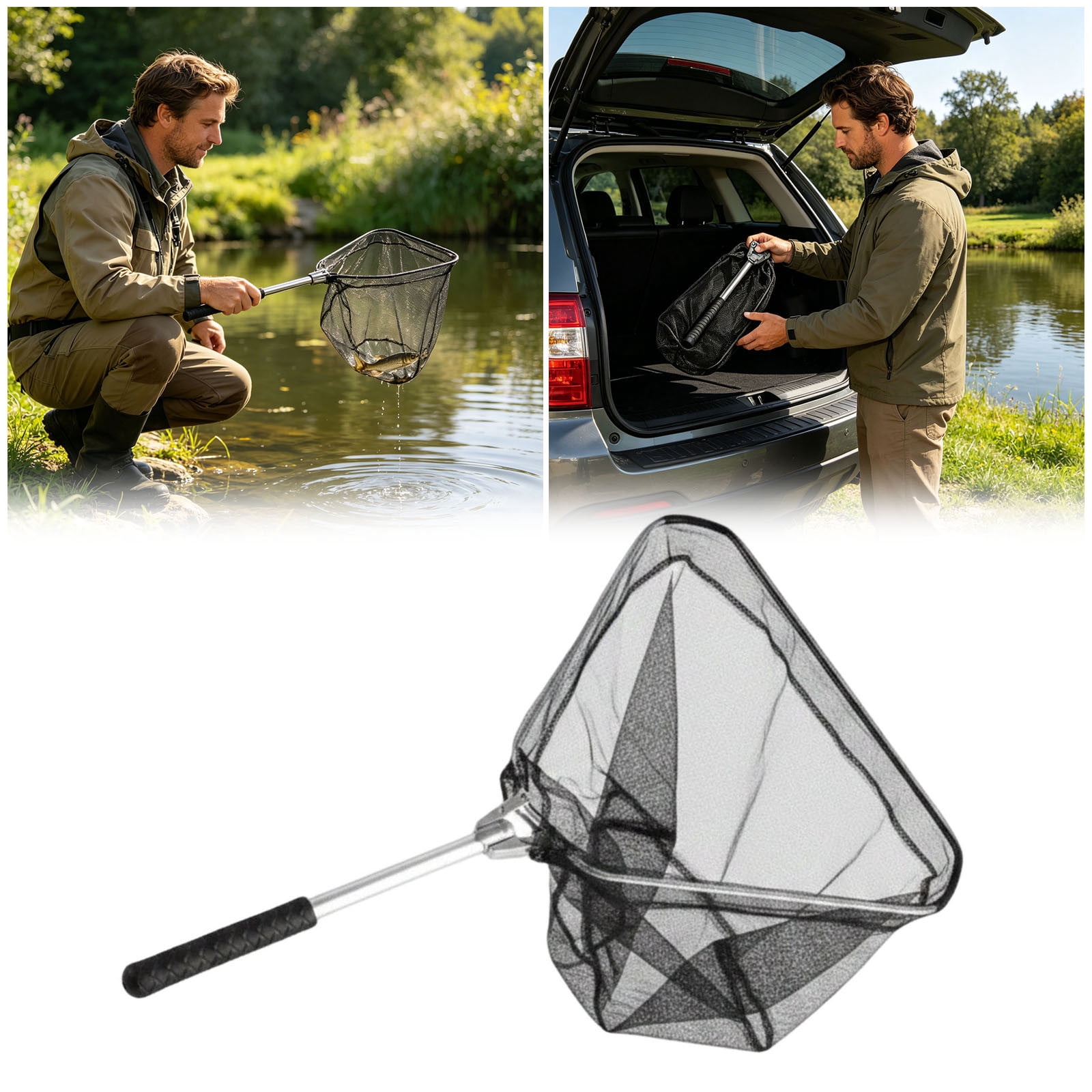 aluminum pole fishing net Alloy Portable Foldable Handle Fishing Gift For Father, 66.93 inch Collapsible fly fishing net Cortland Aluminum Trout Net