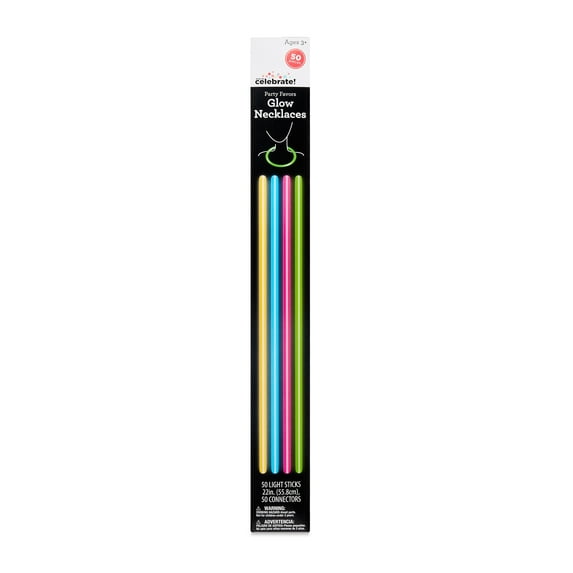 Multicolor Glow Necklaces, 22", 50 Count, Party Favors by Way To Celebrate