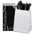 thumbnail image 1 of 50ct White Paper Gift Bags + 100ct Black Gift Tissue (Flexicore Packaging), 1 of 2