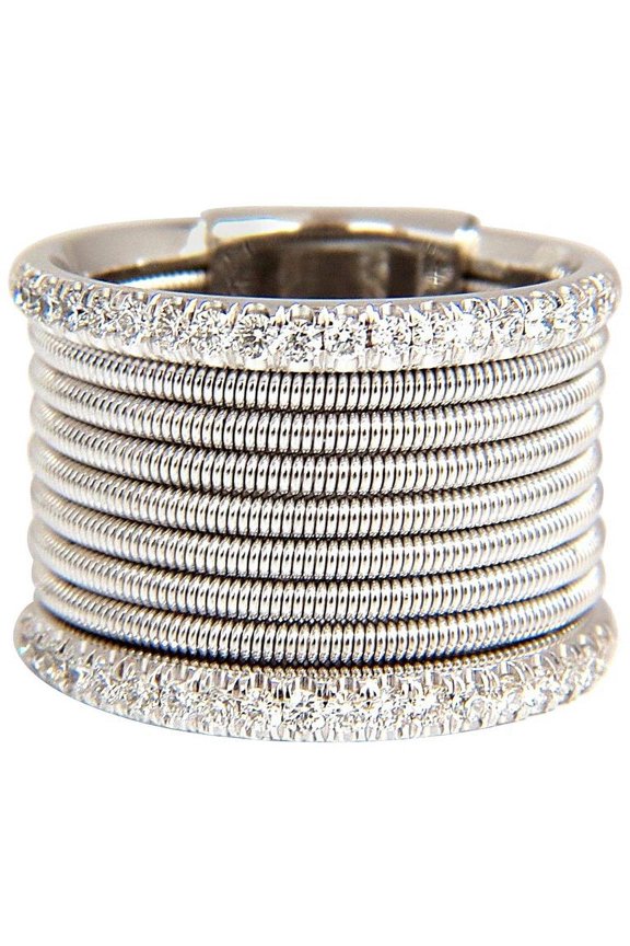 .50ct natural round bead set diamonds wide band 18kt coil wrap mod fused bands