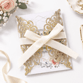 50cut Wedding Invitation With Glitter Envelopes And Ribbons Blank ...