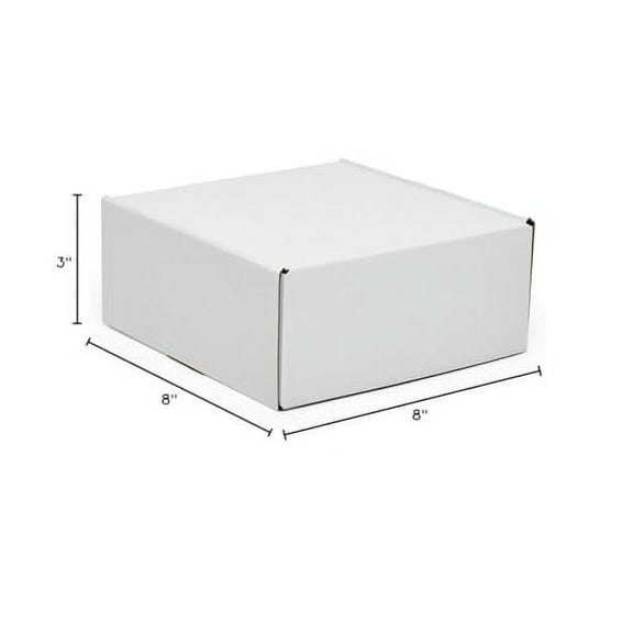 50ea - 8 X 8 X 3 White Corrugated Tuck Top Box