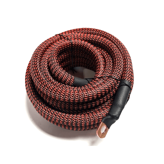 50ft 1/0 Gauge Black/Red Snakeskin Braided Sleeving OFC Wire Strands Copper Marine Cable AWG