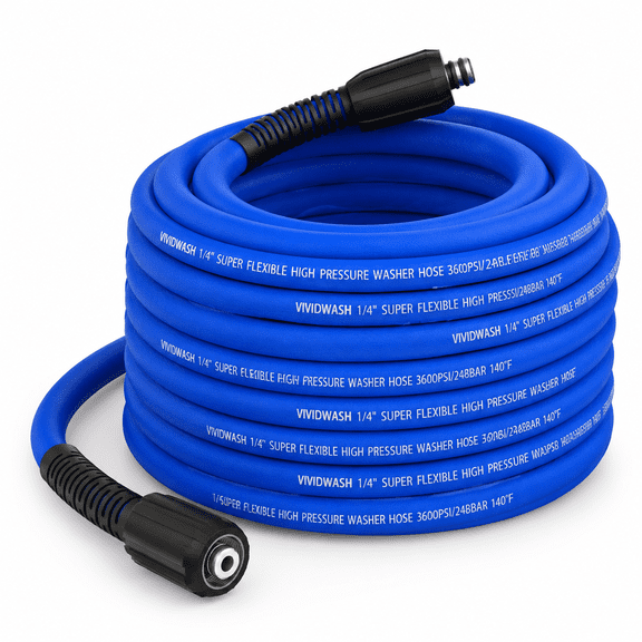 50ft 1/4" M22-14&15mm Universal Flexible Power Washer Hose Replacement 3600psi