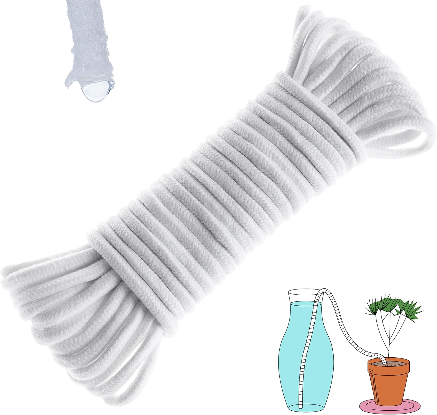 50ft 1/4 inch Plants Self Watering Capillary Wick Rope Cord DIY ...