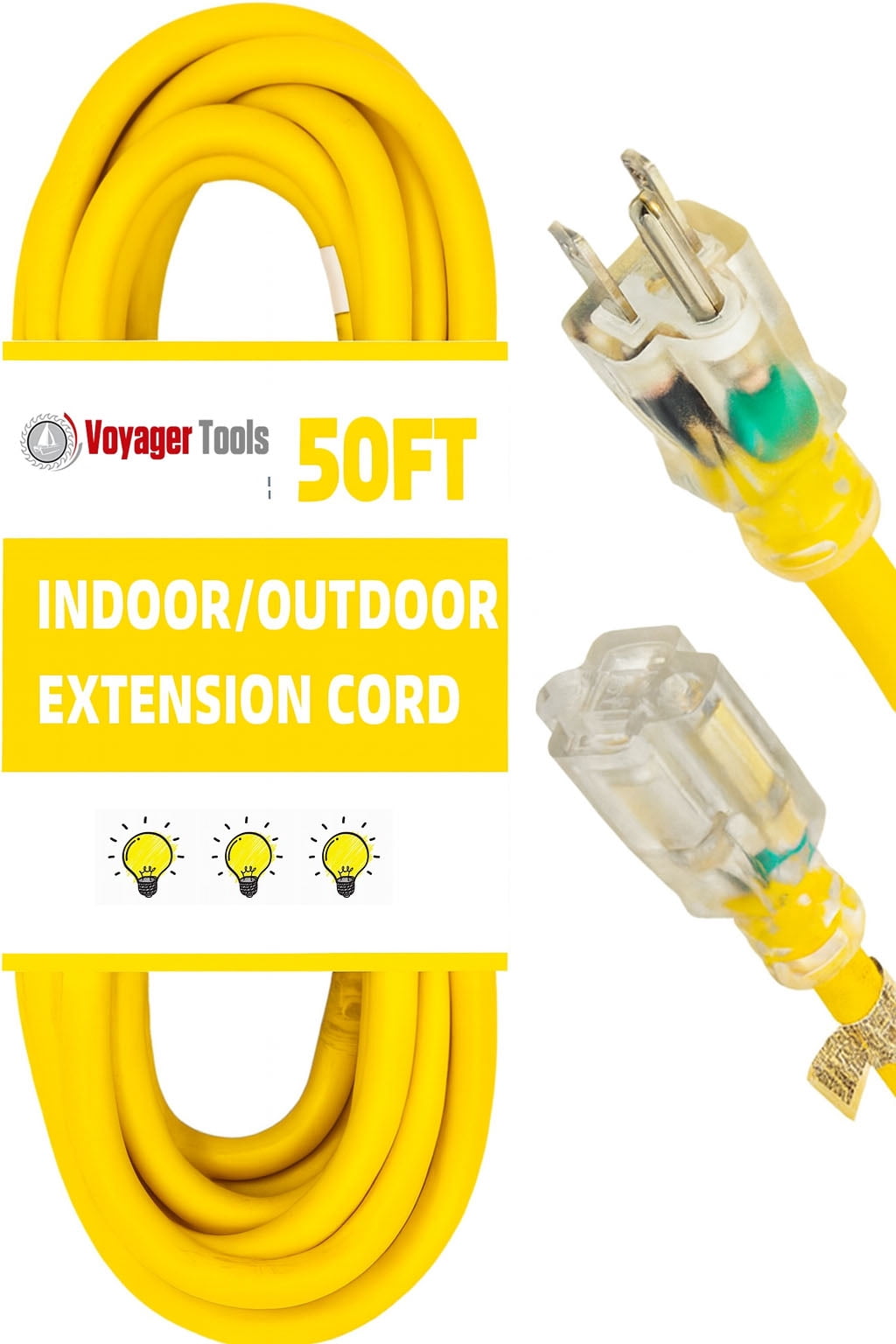 50ft 12 Gauge-3 Conductor Outdoor Extension Cord with Indicator Light U.L.