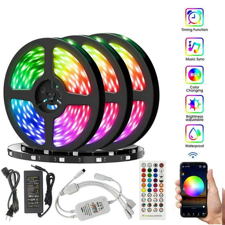 LED Strip 6m, RGB LED Strip, Chain of Lights with Remote Control Upgrade to  6m, Music Sync Color Changing Band Lights for Lighting : : DIY &  Tools