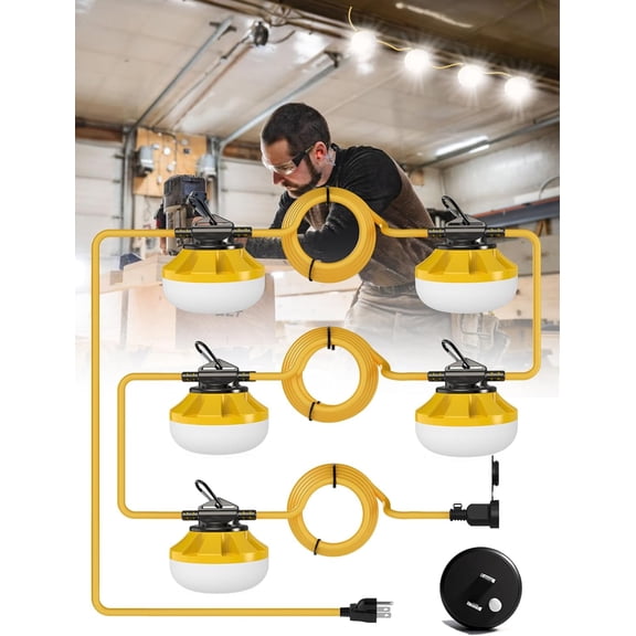 50ft 5-Bulb IP65 Waterproof Linkable LED Construction String Lights with Type B Plug Bestseling
