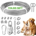 thumbnail image 1 of 50ft Dog Tie Out Cable, EEEkit Stainless Steel Dog Tether Runner Lead Leash Trolley Runner Cable for Outdoor Yard Camping, Up to 110lbs, 1 of 7