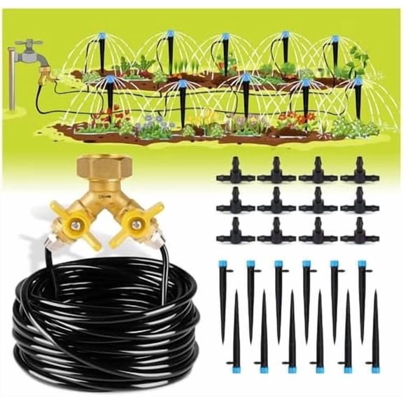 50ft Drip Irrigation Kit Watering System 8x5mm Blank Distribution Tubing DIY Automatic Irrigation Equipment Set for Garden Greenhouse Flower Bed Patio Lawn