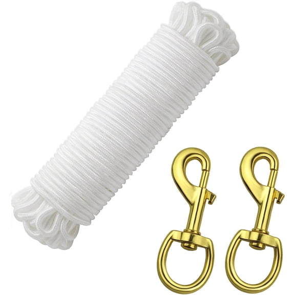 50ft Flagpole Halyard Rope with Swivel Snap Hooks