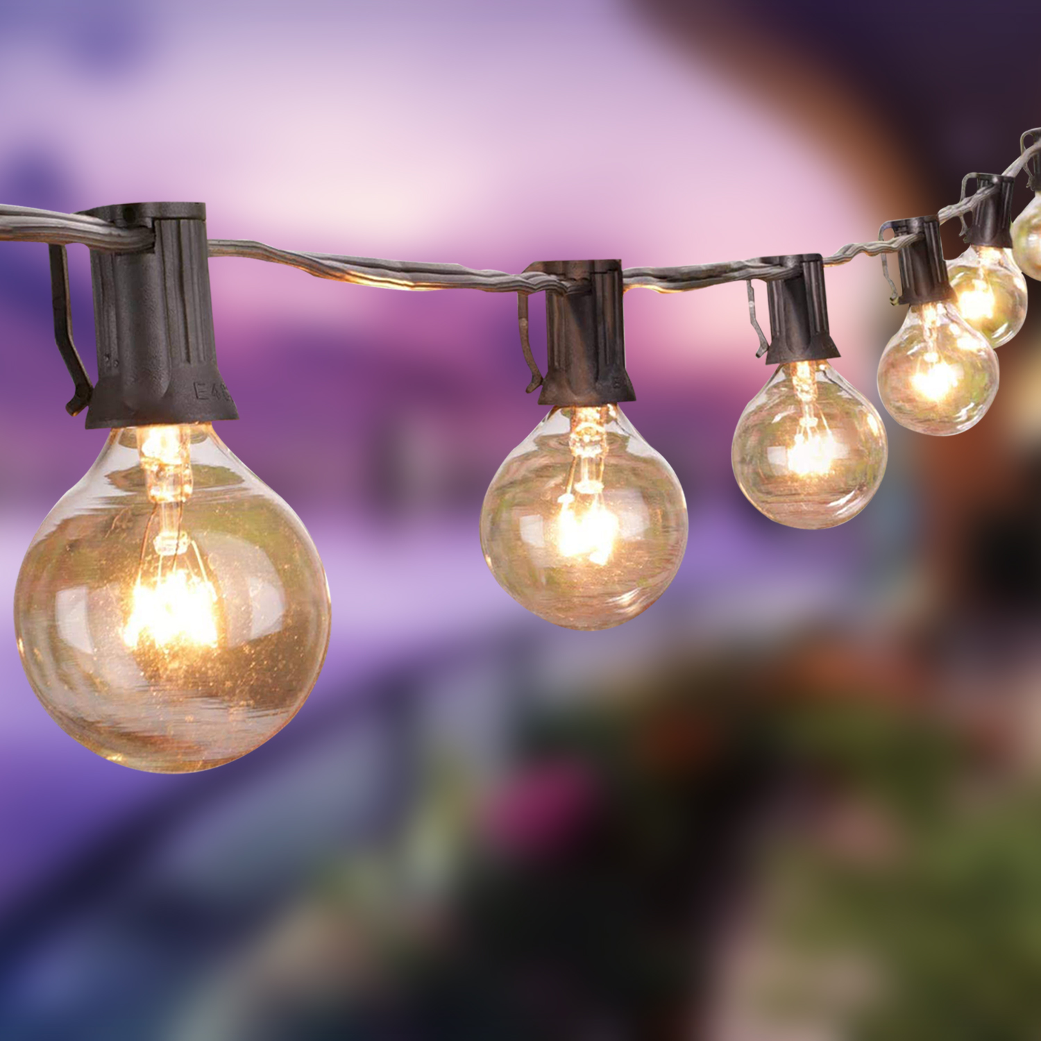 50ft G40 Globe Patio Lights, Outdoor String Light with 54 Edison Glass