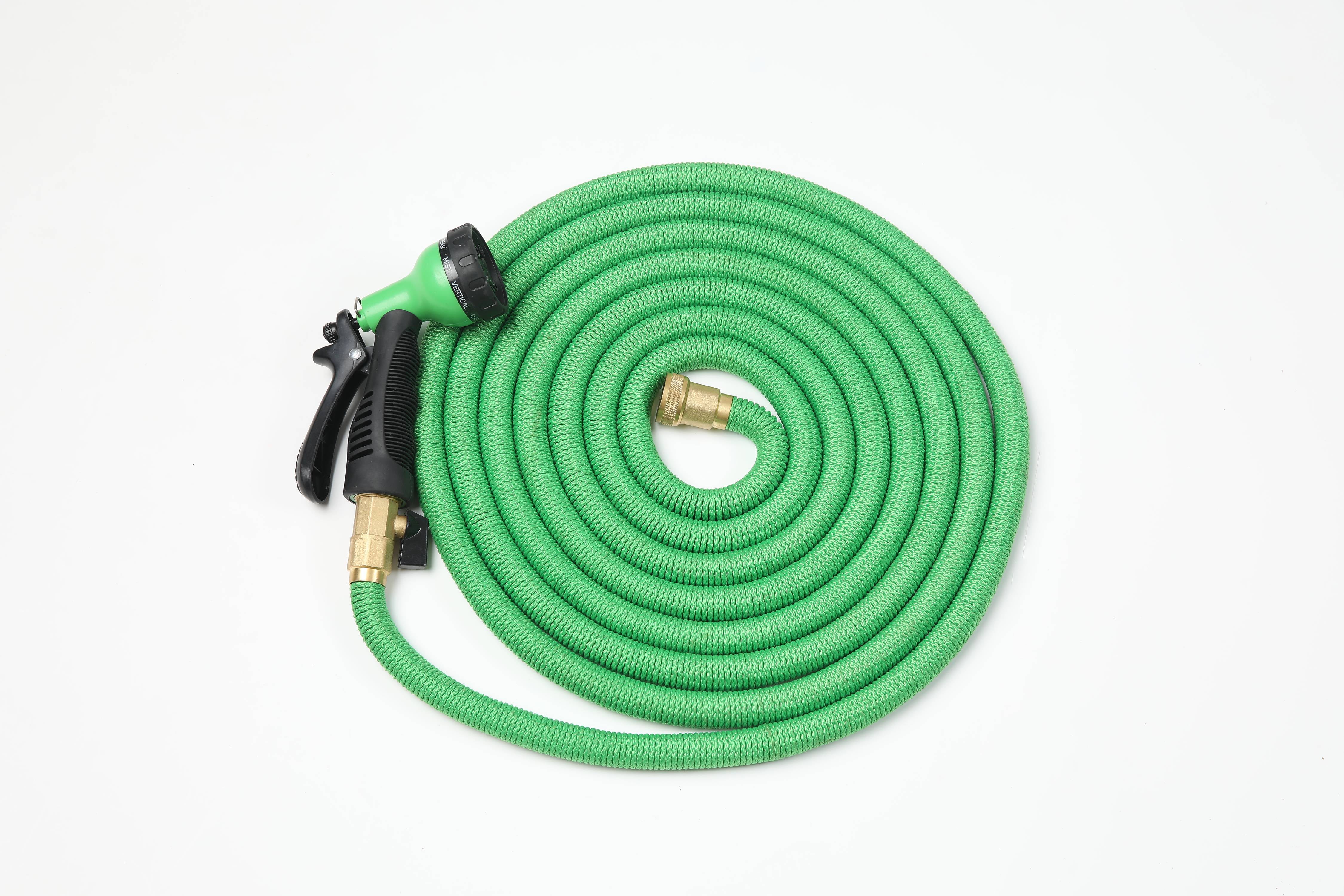 50ft Green Expandable Water Hose with Water Spray Nozzle Attachment