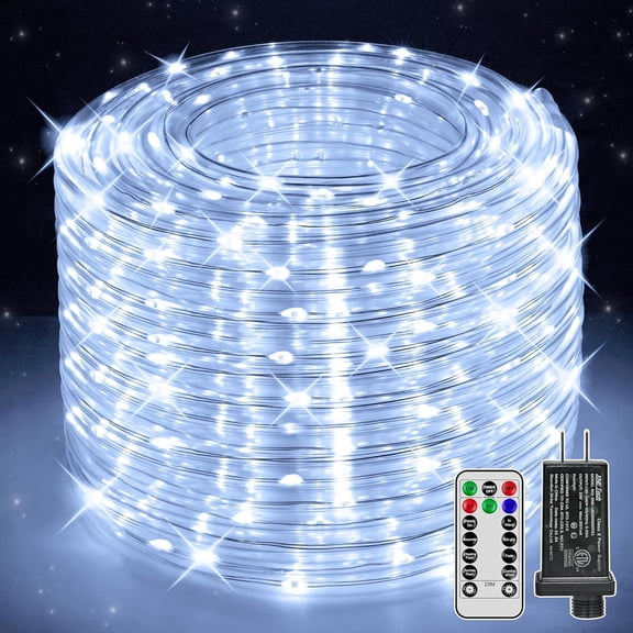 50ft LED Rope Lights with Remote, 300 LED IP68 Waterproof Rope Lights with Plug & Timer, Rope Lights for Outside, Indoor, Patio, Pool, Bedroom, Party, Indoor Decoration (White)