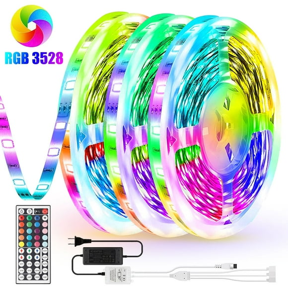 50ft LED Strip Light, 3528 RGB Color Changing Rope Lights 900 LED TV Backlight with 44 Key IR Remote for Rooms Christmas Party