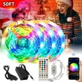 thumbnail image 1 of 50ft LED Strip Lights, Ultra Long App Control LED Light Strips with Remote, 5050 RGB LED Lights for Bedroom, Music Sync Color Changing 24V Strip Light, 1 of 7