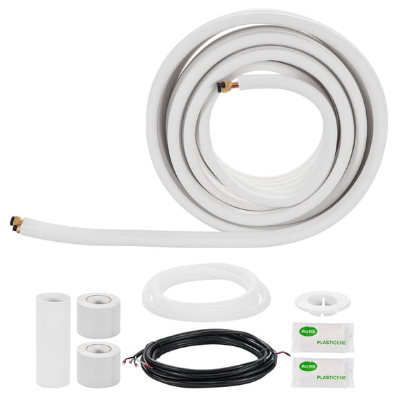 50ft Mini Split AC Line Set Kit, 1/4"&1/2" Copper Tubing with 3/8" Insulation, Flared Fittings for Ductless HVAC and Heat Pump Systems
