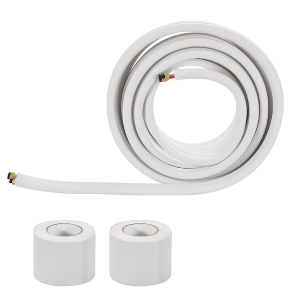 50ft Mini Split AC Line Set Kit with 1/4"&3/8" Insulated Copper Tubing, Pre-Flared Fittings for Ductless Heat Pump and Air Conditioner Installations