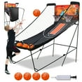 thumbnail image 1 of Dual Shot Basketball Arcade Game, Foldable Indoor Electronic Arcade Basketball Game with 4 Balls, 8 Modes, LED Scoreboard, Air Pump, Battery Powered for Kids Adults, Black, 1 of 10
