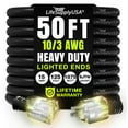 thumbnail image 1 of 50ft Outdoor/Indoor Extension Cord 10/3 Gauge Ultra Heavy Duty 3 Prong SJTW, Waterproof, Flexible Cold-Resistant Long Power Cord,15A 125V 1875W, Black by LifeSupplyUSA, 1 of 8