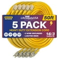 thumbnail image 1 of 50ft Outdoor/Indoor Extension Cord 16/3 Gauge Heavy Duty 3 Prong SJTW, Waterproof, Flexible Cold-Resistant Long Power Cord,125 Amp 1625W, Yellow by LifeSupplyUSA (5-Pack), 1 of 8