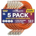 thumbnail image 1 of 50ft Outdoor/Indoor Extension Cord 3-Outlet 12/3 Gauge Extra Heavy Duty ETL Listed, 3 Prong SJTW, Waterproof, Flexible Cold-Resistant Long Power Cord,125 Amp 1875W, Orange by LifeSupplyUSA, 1 of 8