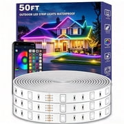 50ft Outdoor LED Strip Lights Waterproof IP68,RGB Led Light Strips with Remote Control and Music Sync Mains Powered for Outside Garden House Pool Roof Lawn Decor