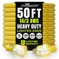 thumbnail image 1 of LifeSupplyUSA 50FT Yellow Extension Cord 14/3 Gauge, Heavy Duty 3 Prong Power Cord, Waterproof, Flexible, SJTW, 15A 125V 1875W - For Indoor/Outdoor, 1 of 10