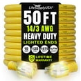 thumbnail image 1 of 50ft Outdoor/Indoor Extension Cord 14/3 Gauge Heavy Duty 3 Prong SJTW, Waterproof, Flexible Cold-Resistant Long Power Cord,15A 125V 1875W, Yellow by LifeSupplyUSA, 1 of 7