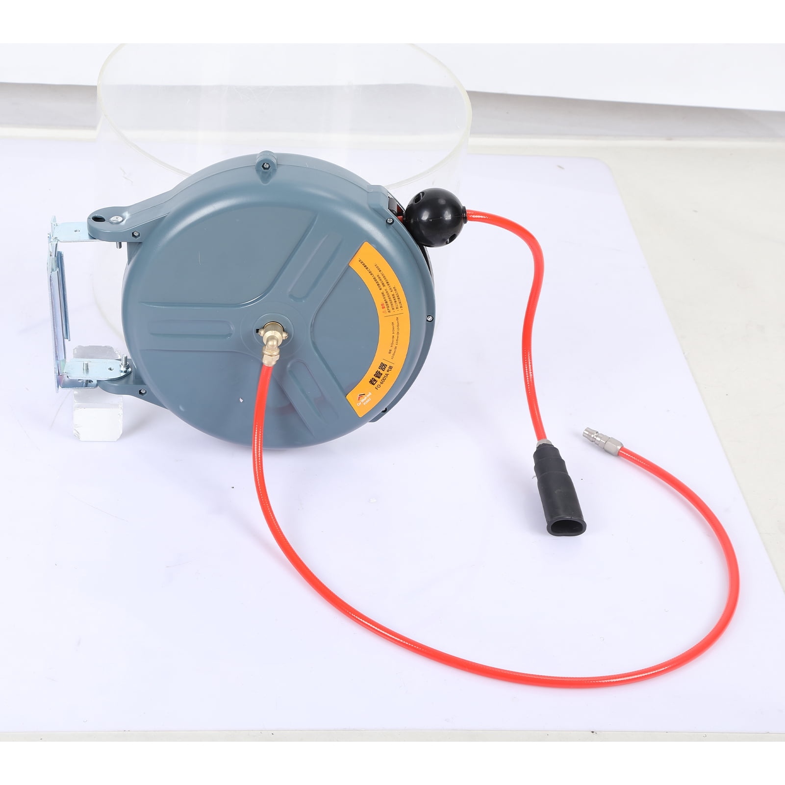50ft Retractable Air Hose Reel with 3/8" PU Hose, 300 PSI Max Pressure, Heavy Duty Automatic Rewind & Locking Mechanism, Wall/Ceiling Mountable, Lightweight Air Compressor for Garage Workshop