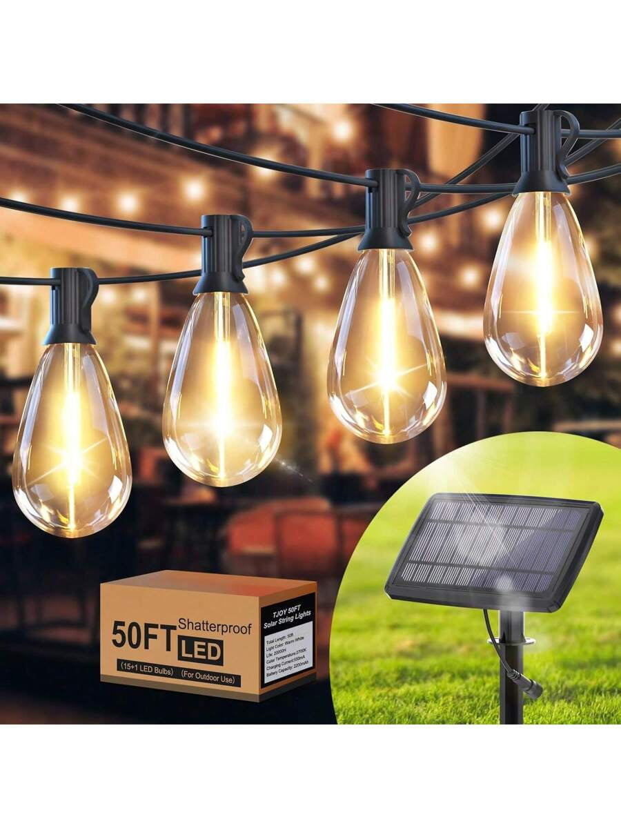 Photo inspiration: Visual Reference: 50Ft Solar Outdoor String Lights Waterproof St38 Led Patio Lights