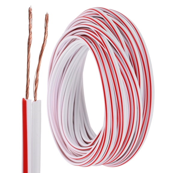 50ft Universal Garage Door Wire, 24AWG 2 Conductor Door Bell Wire Extension Cable Copper for Control Station & Sensor, White
