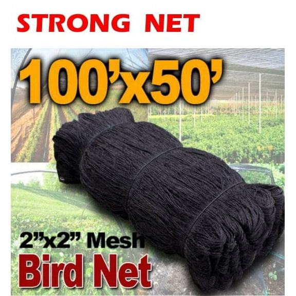 50ft x 100ft Strong Nylon 2-Inch Mesh Anti Bird Poultry Netting for Fruit Trees Used As Bird Netting for Chicken Coop, Garden Netting, Plant Netting, Tree Protectors, Aviary Netting