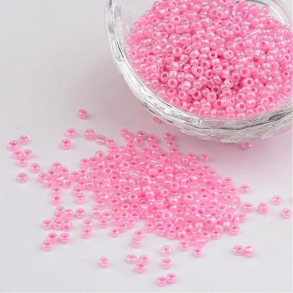 50g 12/0 Ceylon Round Glass Seed Beads Pink 2mm in diameter hole:1mm about 3303pcs/50g