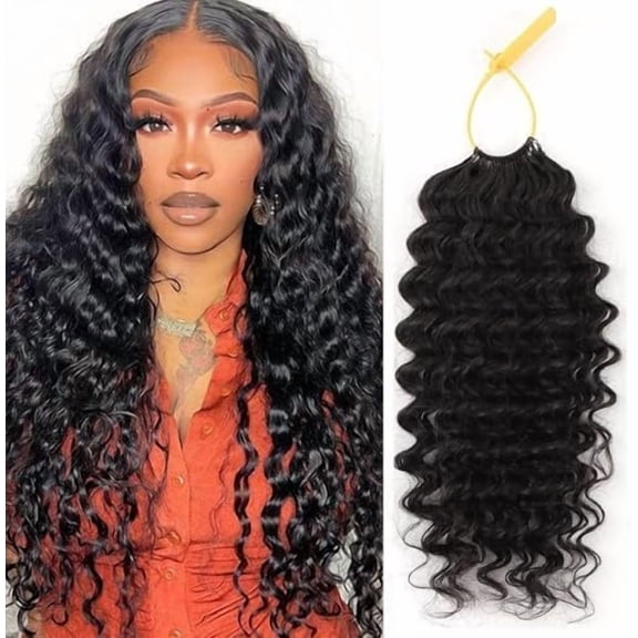 50g/1Pack Crochet Human Hair, Deep Wave Pre-Separated Miracle Knots Crochet Hair Extensions Invisible Knots Pre Looped Human Crochet Hair for Black Women (#NA-Deep Wave, 1Pack-50g-18in)