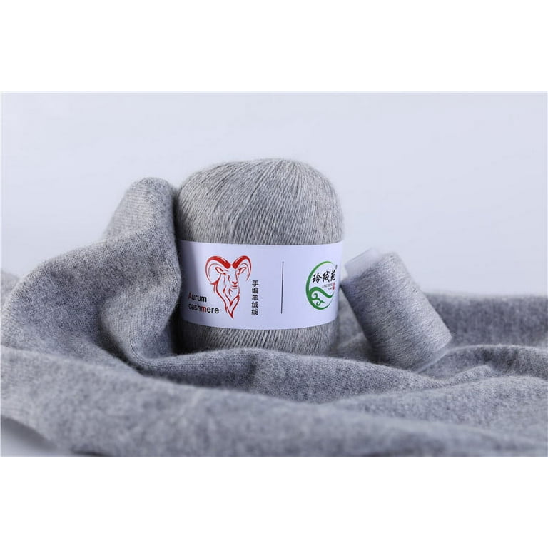 50g\+20g Soft Cashmere Yarn Plush Hand\-knitted 2 Pcs Anti\-pilling Woolen  Scarf Coat DIY Weave Thread Crochet Knitting light grey s 