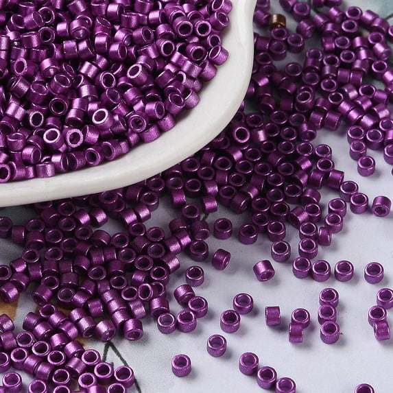 50g Baking Paint Glass Seed Beads Cylinder Purple 2.5x2mm Hole: 1.4mm 5039pcs/50g