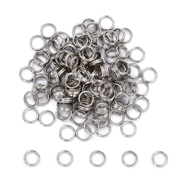 50g Brass Split Rings Double Loops Jump Rings Platinum 6x1.5mm Hole: 1mm about 5mm inner diameter about 480pcs/50g