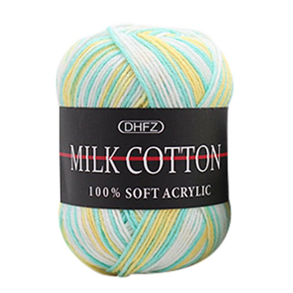 50g Crochet Yarn Multi-Colored Milk Cotton Hand Knitting Weaving Yarn, Soft Breathable Cotton Yarn for Crocheting Dishcloths, Clothes, Potholders, Knitting Starter for Craft
