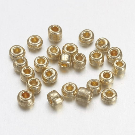 50g Electroplate Glass Seed Beads 12/0 Rondelle Pale Goldenrod 2x2mm Hole: 0.5mm 4000pcs/50g