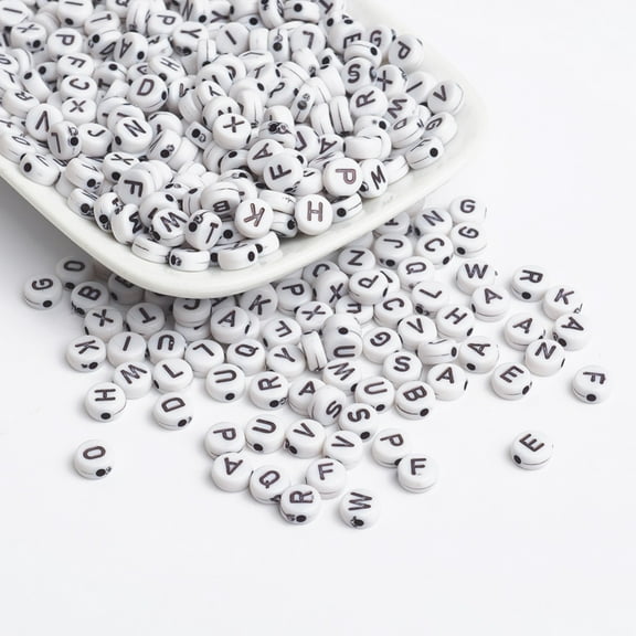 50g Mixed Initial Acrylic Beads Letter Beads for Name Bracelets Making Horizontal Hole Size: 7mm in diameter 3mm thick hole: 1.5mm 286~290pcs/50g
