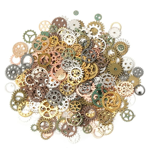 50g Mixed Steampunk Gears Cogs Charms Pendant DIY Crafts Jewelry Making (Mixed Colors)