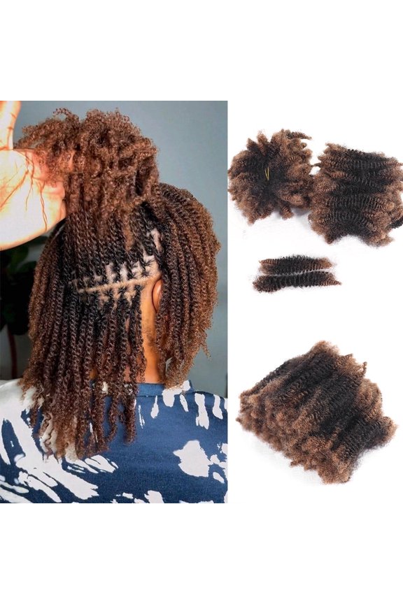 50g Ombre Brown Afro Kinky Curly Bulk Human Hair For Braiding #30-#NA-#30 Crochet Braiding Hair Extensions Locks For Braids No Weft 12icnhes