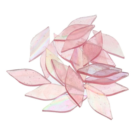 50g Stained Glass Mosaic Leaf 15mm x 38mm Pink AB Glass Mosaic Tiles Bulk for Craft Handmade Project