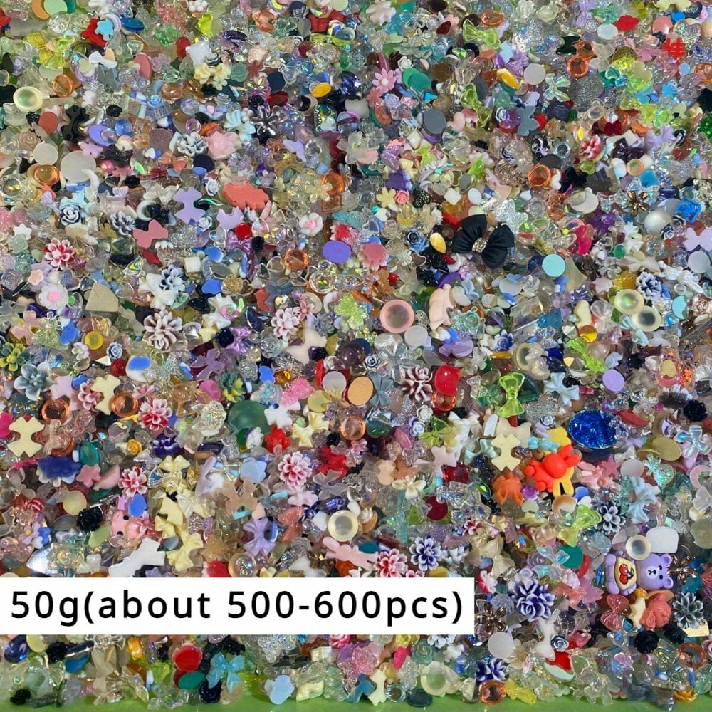 50g/bag (about 500600pcs), 3D Mixed Color Nail Jewelry Multishape