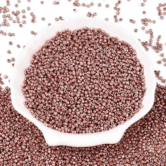 50gs 12/0 Glass Seed Beads Metallic Colours style Round Indian Red 12/0 2mm Hole: 1mm about 3333pcs/50g