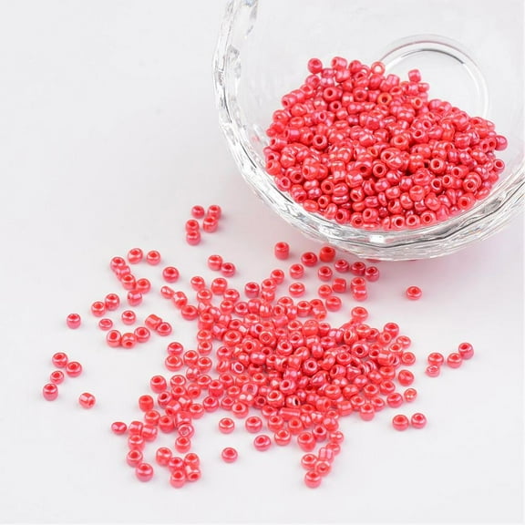 50gs DIY Craft Beads 12/0 Opaque colors Lustered Round Glass Seed Beads Red Size: about 2mm in diameter hole:1mm about 3304pcs/50g